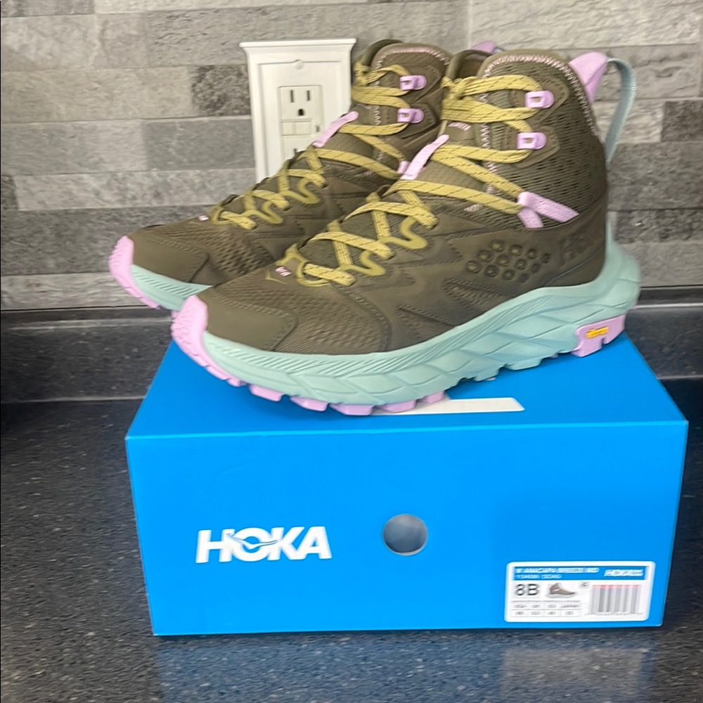 Hoka High-Top Sneakers in Olive and Lavender